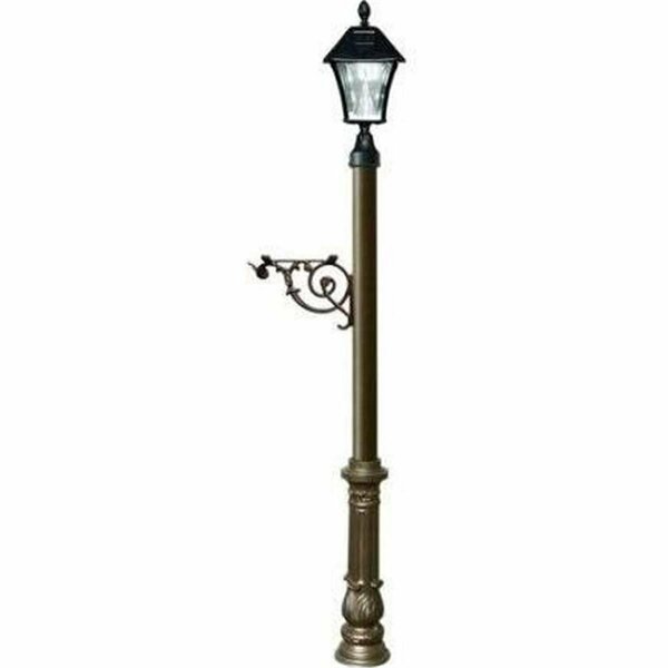 Lewiston Post System with Ornate Base & Bayview Solar Lamp, Bronze LPST-700-SL-BZ